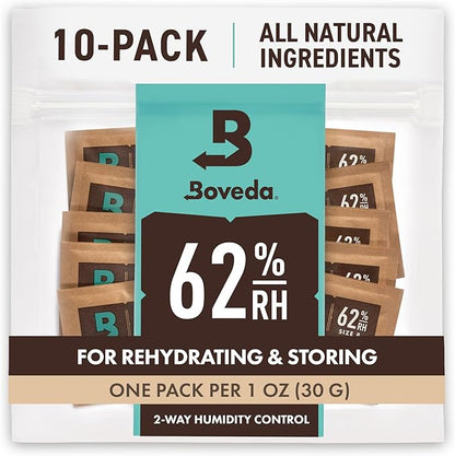Boveda 62% RH Size 8-10 Pack Two-Way Humidity Control Packs by Boveda