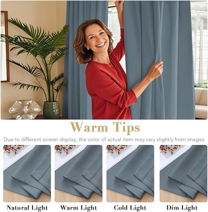H.VERSAILTEX Blue Back Tab Blackout Curtains 90 Inch Long - Image 6