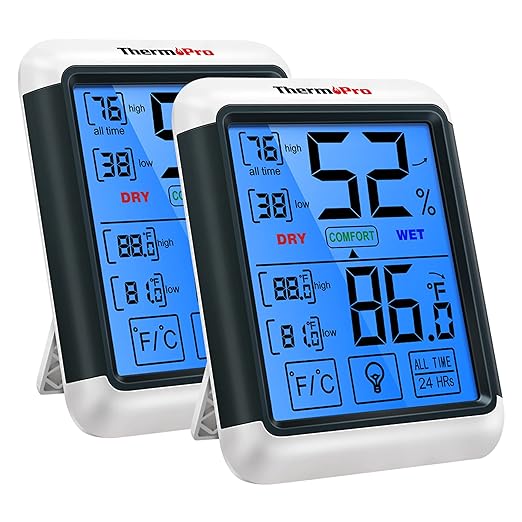 ThermoPro TP55 Digital Indoor Hygrometer Thermometer, 4-Inch by ThermoPro