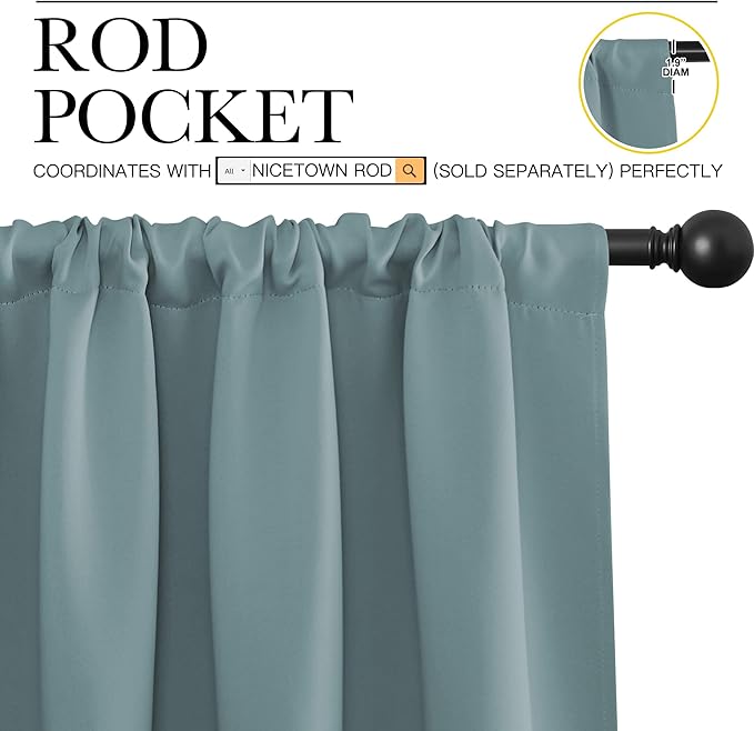 NICETOWN 2 Panels Blackout Curtains, Rod Pocket Thermal Insulated Drapes 84 - Image 2