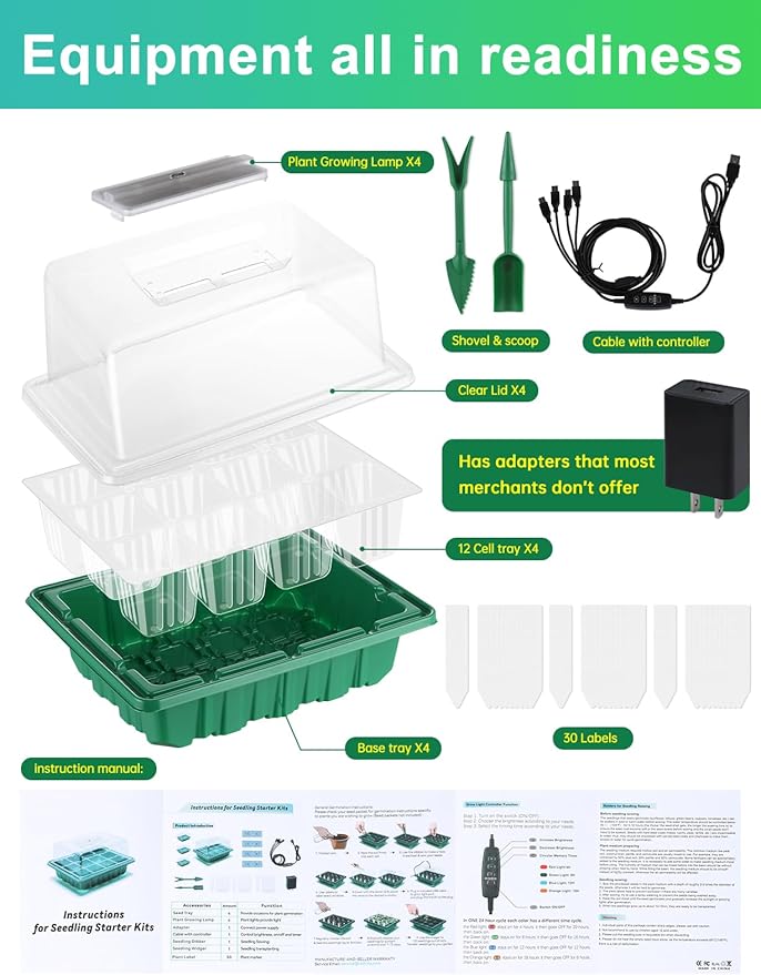 Seed Starter Tray Medium Size 4 Packs, Seed Starter Kit - Image 7