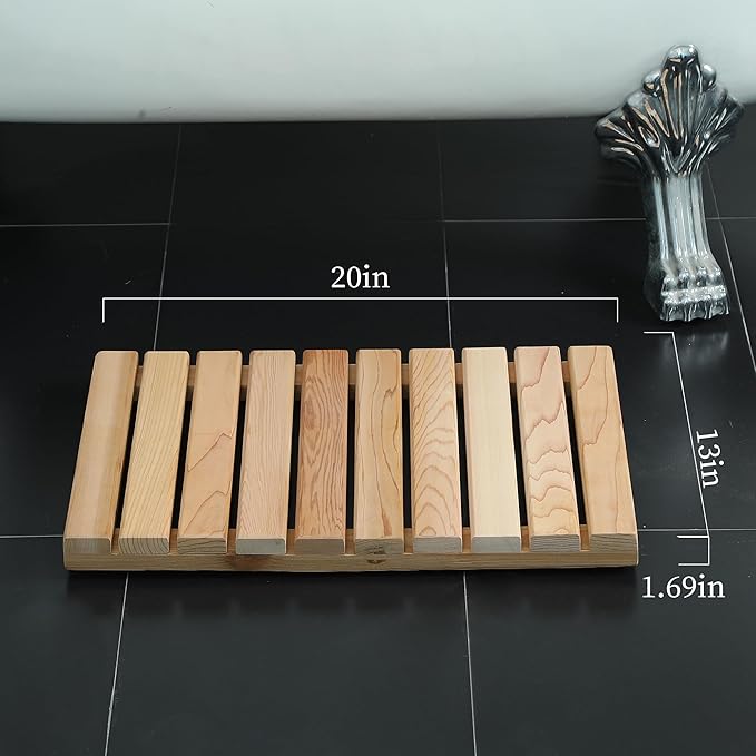 bingaai Cedar Wood Shower Mat, Cedar Wooden Bath Mats, Small Wood Bath Mat 20 x - Image 6