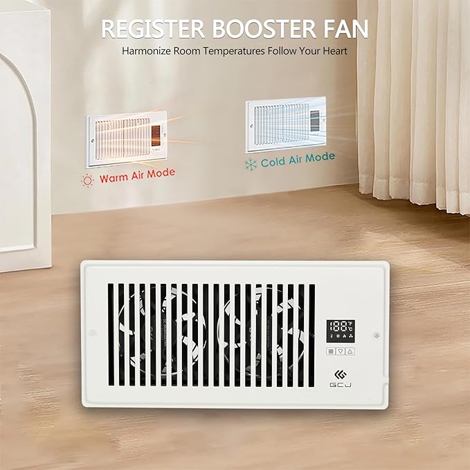 GCJ Register Booster Fan, Fits Wall and Floor 4"x 12" Register Holes, Vent Fan - Image 6
