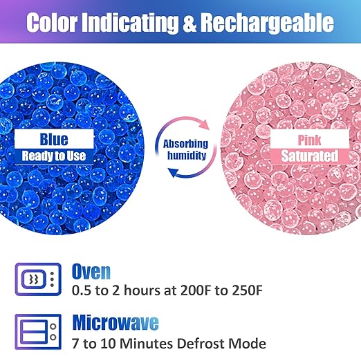 5.5LBS Silica Gel Desiccant Beads, Premium Blue Indicating Reusable Desiccant - Image 3