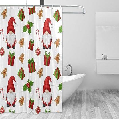 Christmas Gnome Santa White Shower Curtain Liner 72×72 inch by Unknown