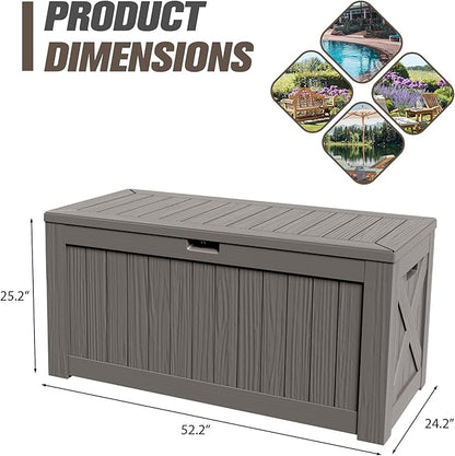 JUMMICO 120 Gallon Resin Deck Box, Large Outdoor Storage Box Waterproof & - Image 7