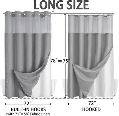 No Hook Shower Curtain and Liner Set - Image 6