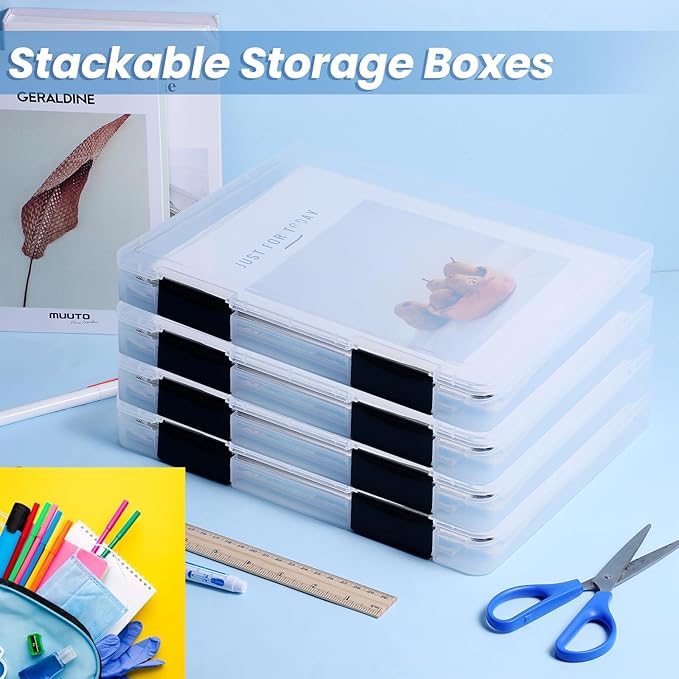 6 Pcs Clear A4 File Box Document Plastic Storage Box Paper Plastic Case Board - Image 4