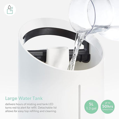 TruSens Clean Mist Ultrasonic Humidifier, Large 5L Tank, Humidity Sensor - Image 4