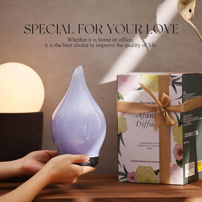 Porseme 150ml Essential Oil Diffuser Glass Color Changing Aroma Air Diffusers - Image 6
