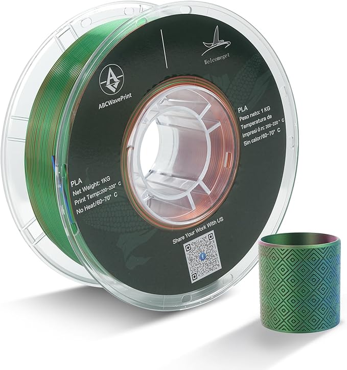PLA 3D Printer Filament, Triple Color Silk PLA Filament, Dimensional Accuracy by ABCWavePrint