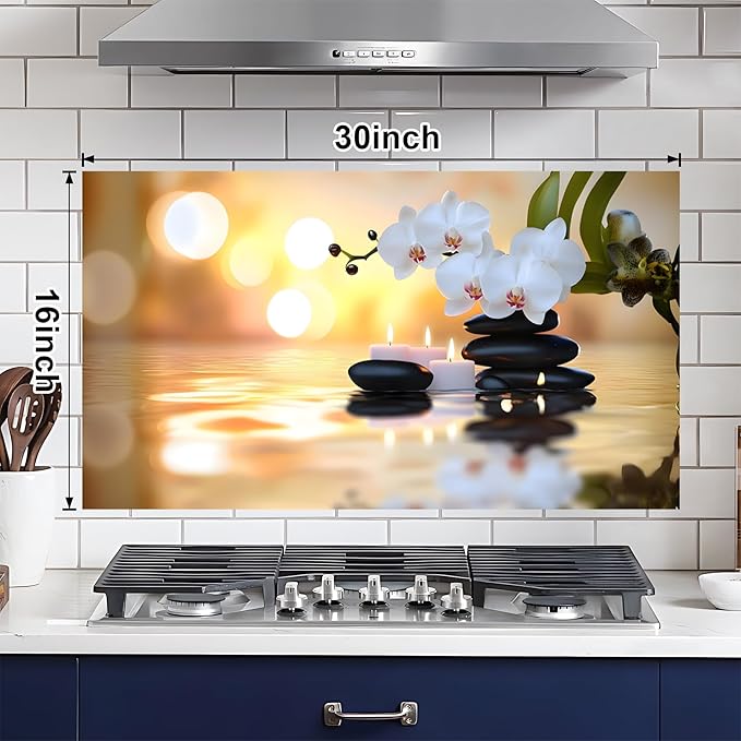 NYZE Kitchen Backsplash Stickers Waterproof Stove Backsplash Protector - Image 2
