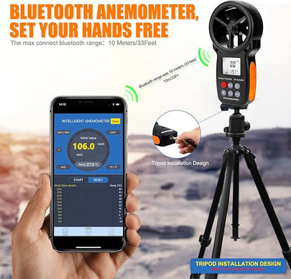 Bluetooth Anemometer, CFM Air Flow Velocity Tester, Digital Wind Speed Gauge - Image 6