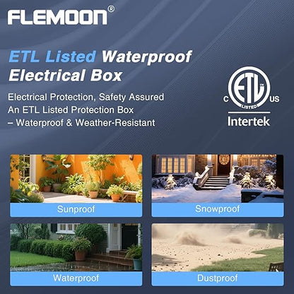 Flemoon Medium Outdoor Electrical Box, IP54 Waterproof Extension Cord Cover w/6 - Image 4