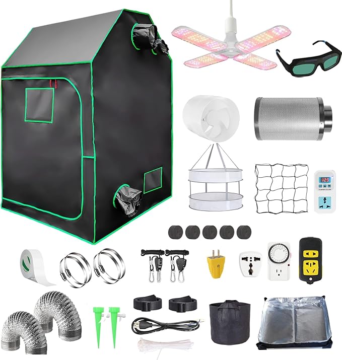 4x4 Grow Tent Kit, Complete High Reflective Mylar Indoor Grow Tent + LED Grow by iMeshbean