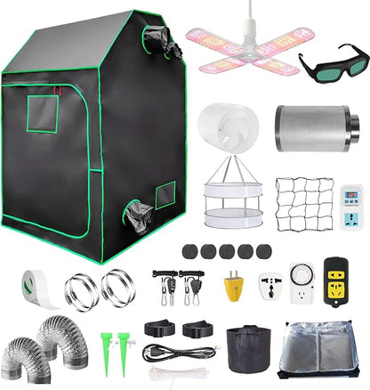 4x4 Grow Tent Kit, Complete High Reflective Mylar Indoor Grow Tent + LED Grow by iMeshbean