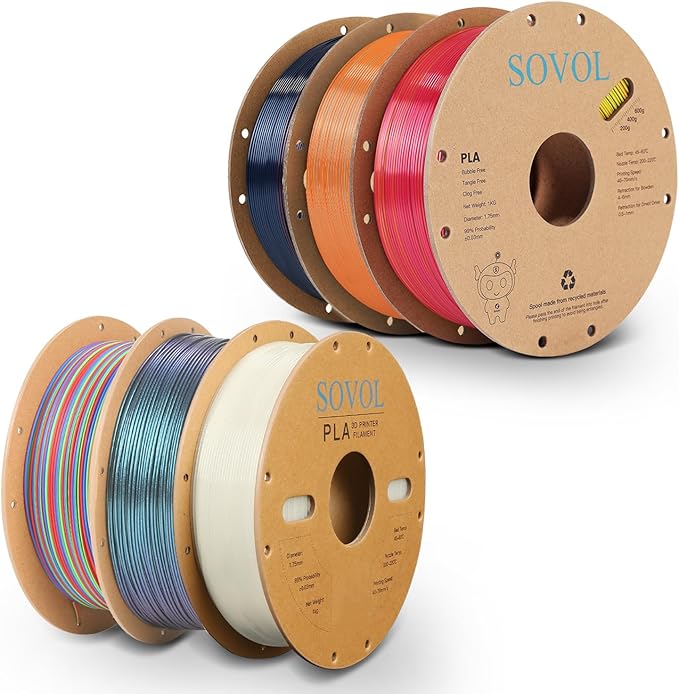 Sovol PLA Filament 6KG, Silk Tri Color & Dual Color Co-Extrusion PLA, Shiny by Sovol