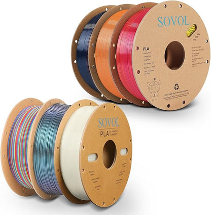 Sovol PLA Filament 6KG, Silk Tri Color & Dual Color Co-Extrusion PLA, Shiny by Sovol