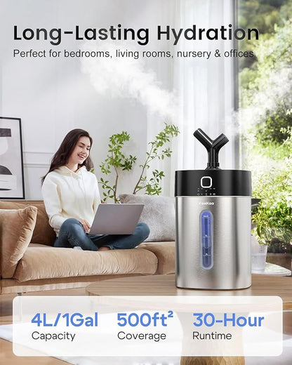 Feekaa Stainless Steel Humidifier Easy Clean, 1Gal/4L Cool Mist Humidifiers - Image 2