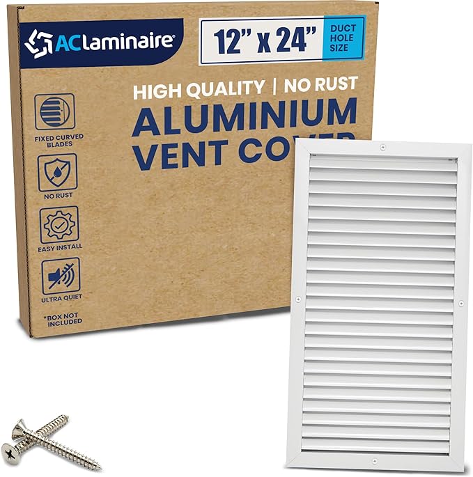 12x24 Inch Air Return Vent Cover Decorative – Premium Aluminum AC Vent Cover by LAMINAIRE