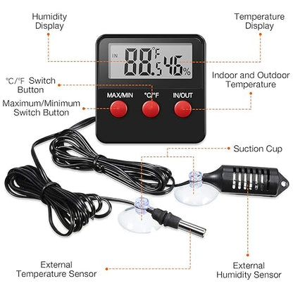 Weewooday 4 Pcs Reptile Thermometer and Humidity Gauge Reptile Terrarium - Image 3