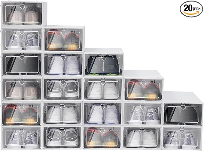 Bitodd 20Pcs Large Plastic Shoe Storage Boxes, Simple Modern Lightweight and by Unknown