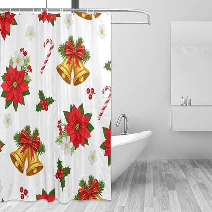 Christmas Leaves White Shower Curtain Liner 72×72 inch by Unknown