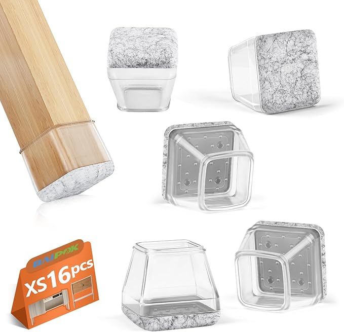 16Pcs Square Chair Leg Floor Protectors by BAIPOK
