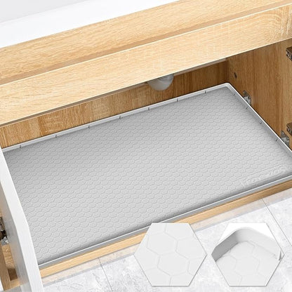 Waterproof Under Sink Mat 31" x 22", Silicone Cabinet Liner, Rubber Protector by FORWOS