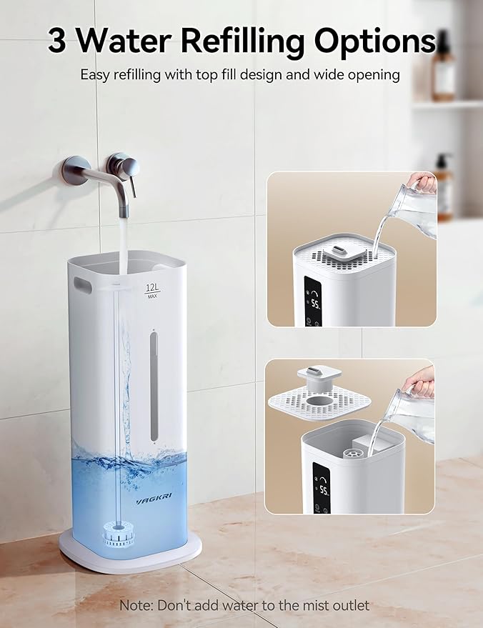 VAGKRI 12L Humidifiers for Large Room, Last 120 Hours, Cover up to 1000ft² - Image 6