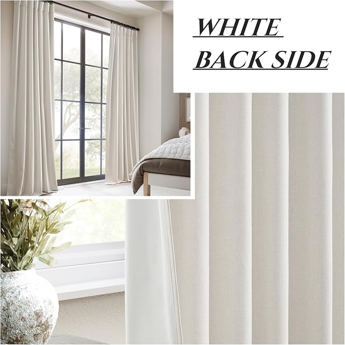 Extra Long Ivory Curtains for Living Room Blackout 108 Inches Insulating Sound - Image 6