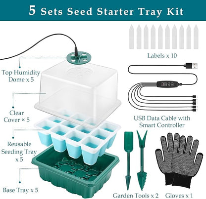Seed Starter Tray with Grow Light, 60 Flexible Cells 5 PCS Seed Starter Kit - Image 7