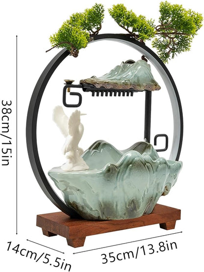 15In White Crane Water Fountain Waterfall Indoor Tabletop Decration Humidifier - Image 5