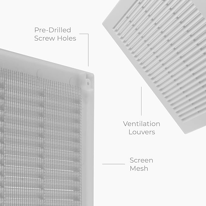 5-Pack 12" x 12" Square Air Vent Cover – White Plastic Vent Deflector - Image 7