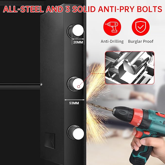 3.4 Cub Large Home Safe Fireproof Waterproof, Digital Security Fireproof Safe - Image 3