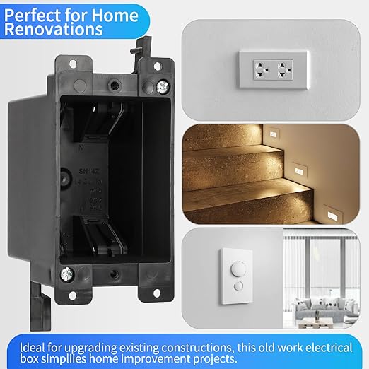 Black Switch Outlet Box 1-Gang Extra Deep, 14 Cu In High-Grade Fire Rated - Image 3