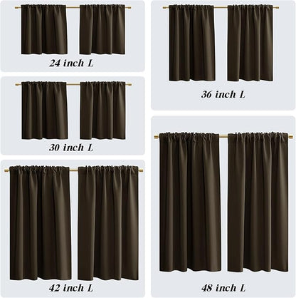 PANELSBURG Dark Brown Waterproof Window Curtains 42 Inch Length - Image 2