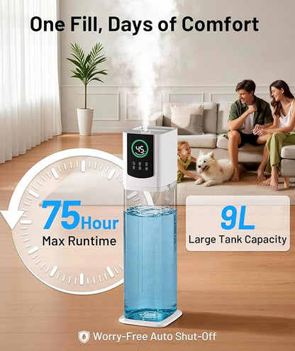 AreShark 2.4 Gal/9L Humidifier for Bedroom, Large Room 500ft², Cool Mist Air - Image 2