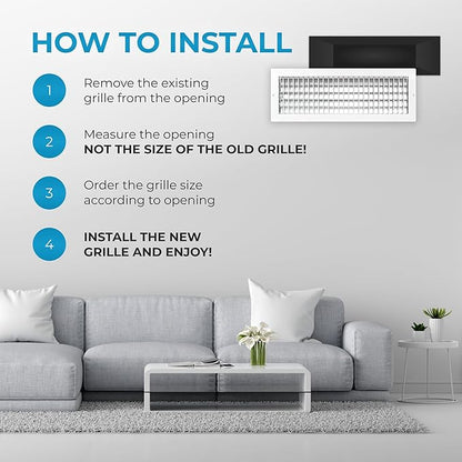 Aluminum 20 x 6 In Heater Vent Deflector Wall AC Grille – Premium Register Vent - Image 6