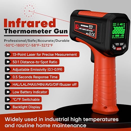 50:1 Infrared Thermometer Laser Temperature Gun -58℉~3272℉, Meat Food Pizza - Image 2