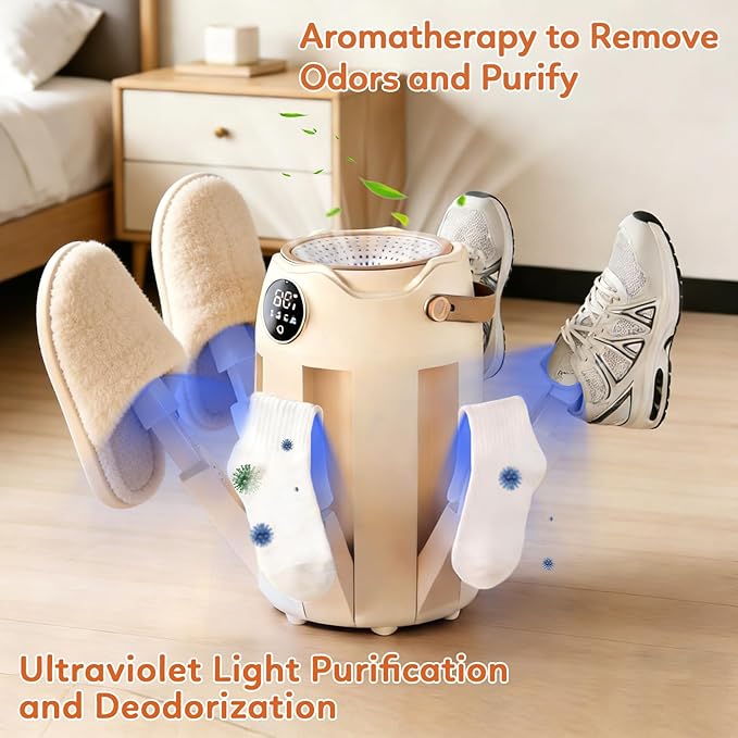 Shoe Dryer with Heat Blower for Sneakers, Gloves & Socks, 6 Extendable Arms - Image 2
