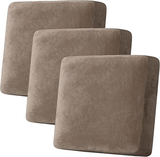 H.VERSAILTEX Velvet Stretch Couch Cushion Cover Plush Cushion Slipcover by HVERSAILTEX