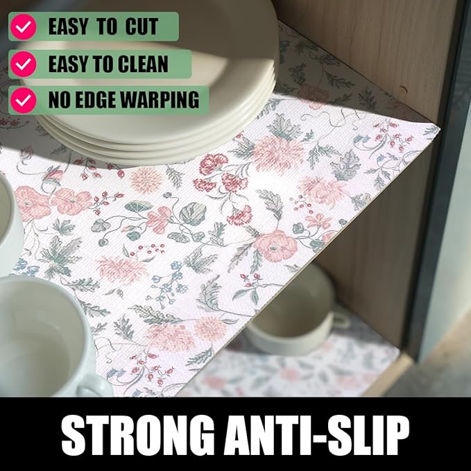 Floral Drawer and Shelf Liner for Cabinets, 12IN x 20FT Non-Adhesive and Strong - Image 2