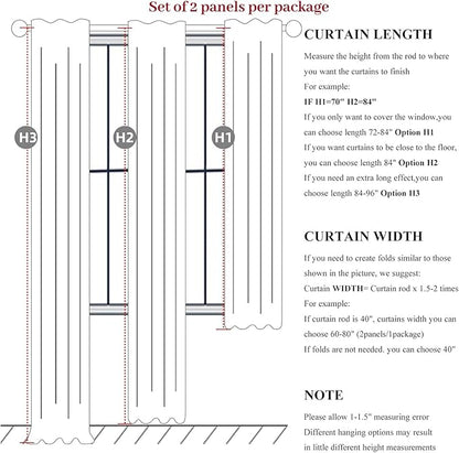 Curtains 70 Inch Length Wide Pinch Pleated Blackout - Image 3