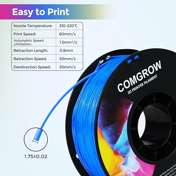 Comgrow TPU Filament 1.75, 3D Printing Filament, Flexible 3D Printer Filament - Image 2