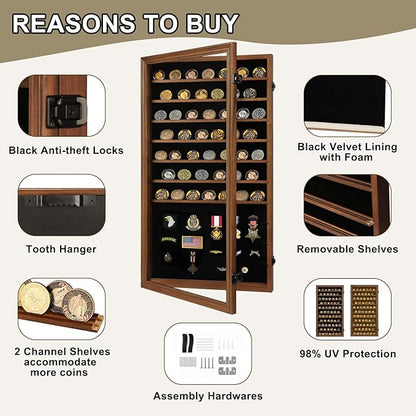 Jinchuan Military Challenge Coin Display Case Lockable Cabinet Rack Shadow Box - Image 5