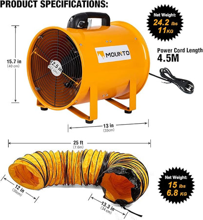 MOUNTO 12-Inch Heavy Duty Cylinder Axial Fan - Image 2