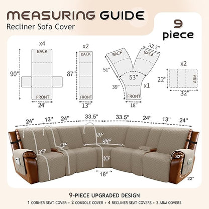 Arfntevss Waterproof Recliner Sectional Couch Covers - Image 5