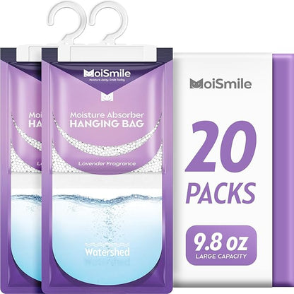 Moisture Absorbers 20 Pack Lavender Fragrance, Hanging Closet Dehumidifier Bags by MoistureAbsorbers