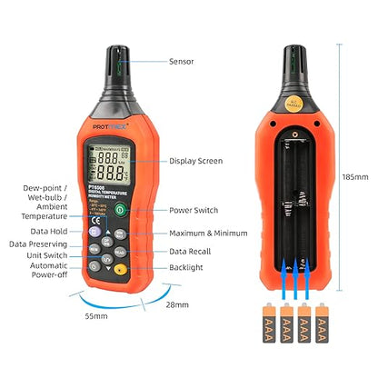 Protmex PT6508 Temperature Humidity Meter, Digital Thermometer Hygrometer - Image 2